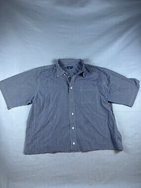 Consensus Shirt Mens XL Blue White Short Sleeve Button Up Check Classic Casual